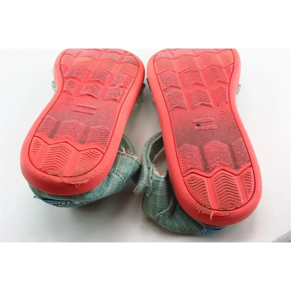 Toms Blue Fabric Sandals Girls Shoes‎ Size 2